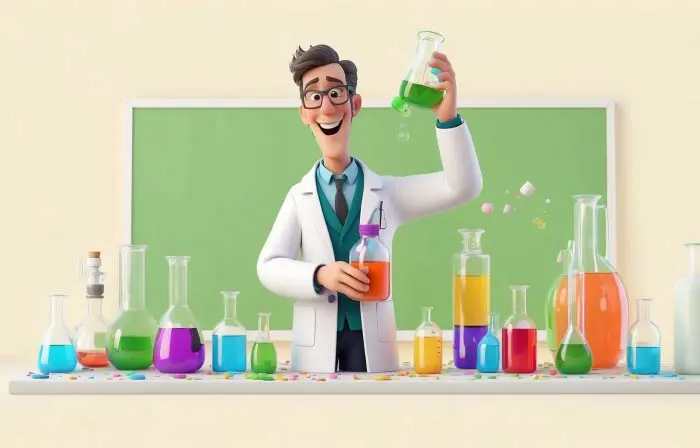 Scientist Researching in Lab 3D Character Design Illustration image